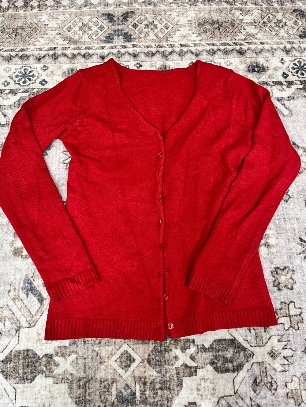 red cardigan